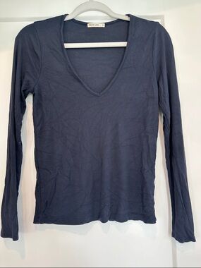 Marine Layer Lexi Long Sleeve V-Neck Ribbed Top